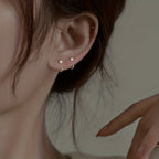 C-Shaped Inlaid Zirconia Minimalist Earrings