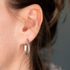 Vintage Botanical Engraved Silver-Tone Hoop Earrings