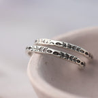 Vintage Botanical Engraved Silver-Tone Hoop Earrings