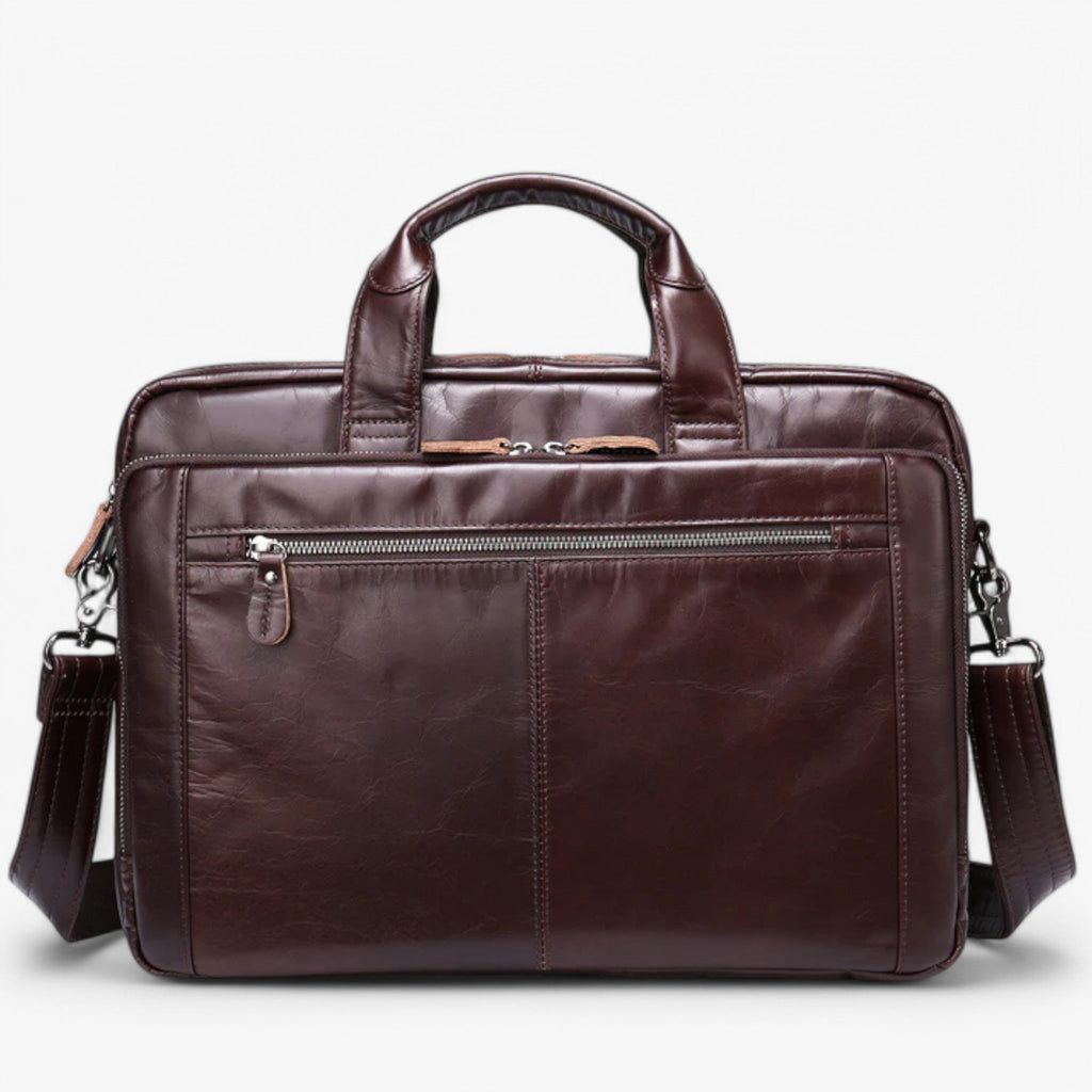 Men's Genuine Leather Messenger Bag with Shoulder Strap