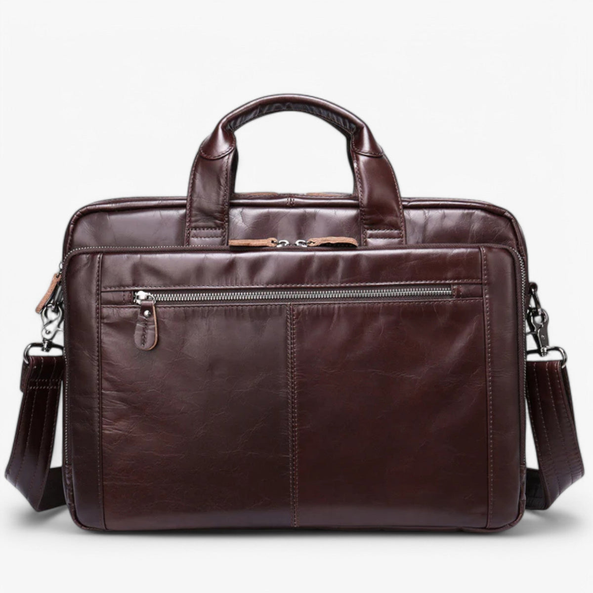 Men's Genuine Leather Messenger Bag with Shoulder Strap