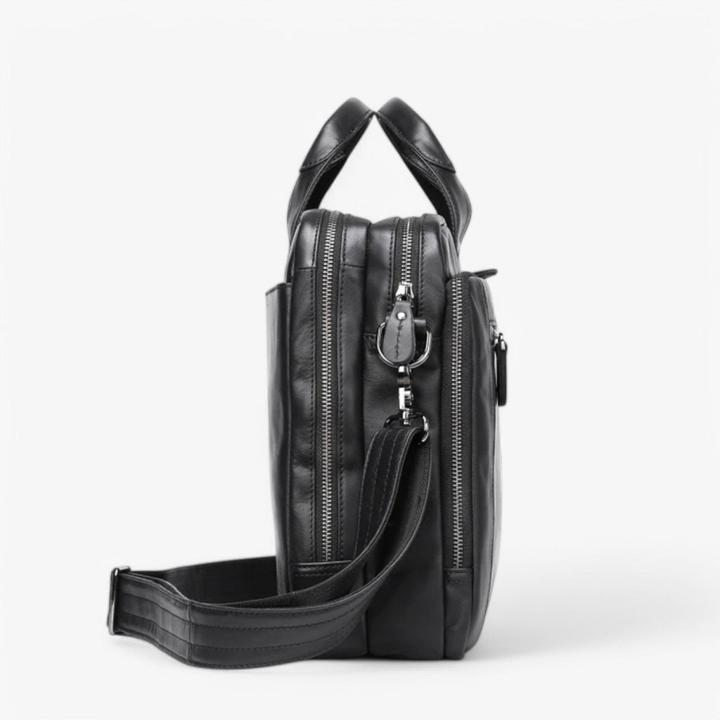 Men's Genuine Leather Messenger Bag with Shoulder Strap