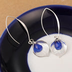 Blue Rhinestone Petal Drop Earrings