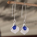 Blue Rhinestone Petal Drop Earrings