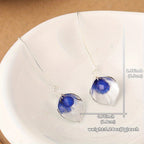 Blue Rhinestone Petal Drop Earrings