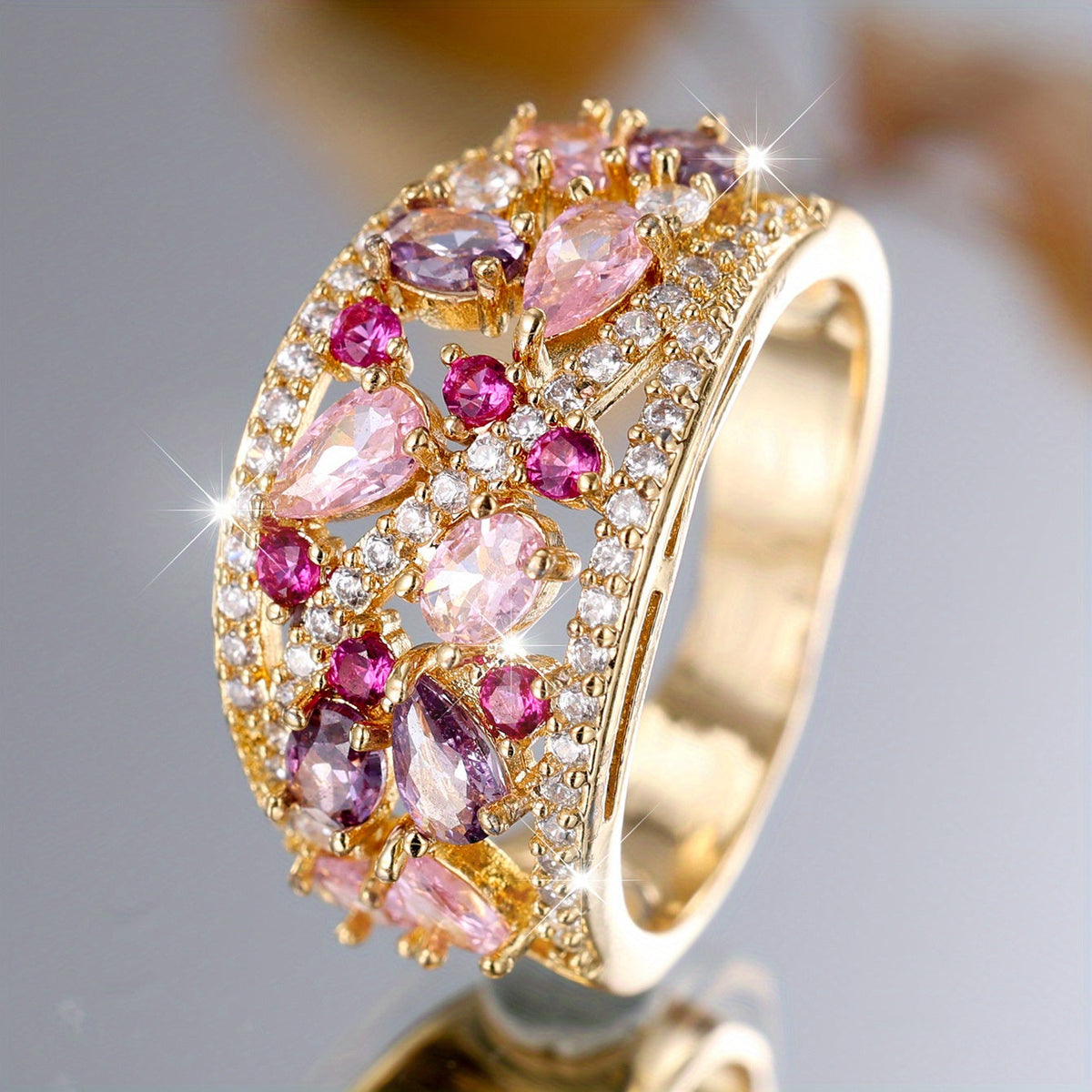 Classic Retro Water Drop Cubic Zirconia Ring