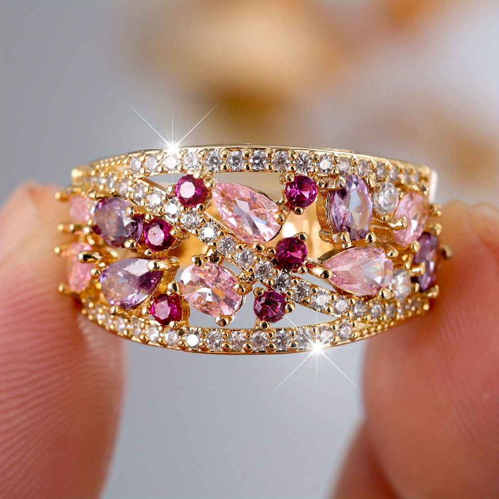 Classic Retro Water Drop Cubic Zirconia Ring
