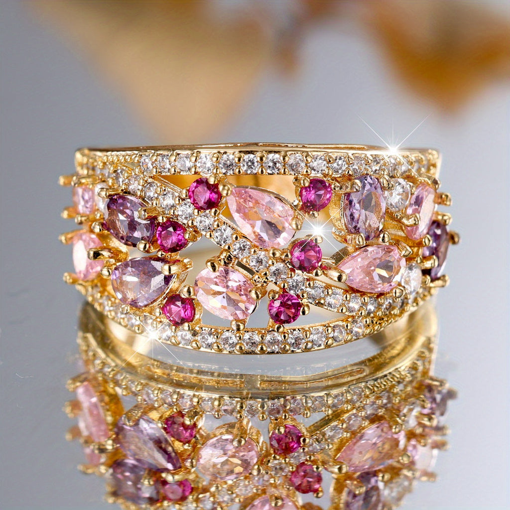 Classic Retro Water Drop Cubic Zirconia Ring