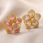 Gold-Plated Zirconia Flower Ring in Two Colours