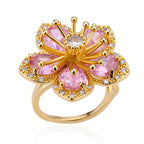 Gold-Plated Zirconia Flower Ring in Two Colours