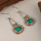 Turquoise Mixed-Metal Artisan Drop Earrings