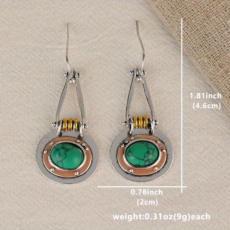 Turquoise Mixed-Metal Artisan Drop Earrings