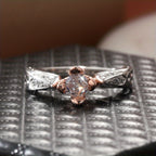 Silver-Plated Two-Tone Rose Flower Zirconia Ring