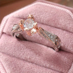 Silver-Plated Two-Tone Rose Flower Zirconia Ring