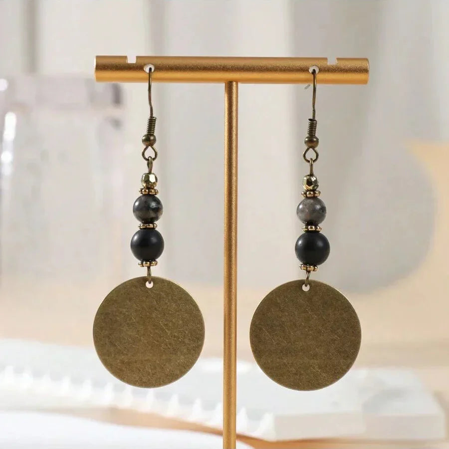 Bohemian Antique Bronze-Tone Beaded Drop Earrings