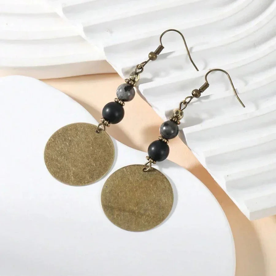 Bohemian Antique Bronze-Tone Beaded Drop Earrings