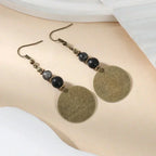Bohemian Antique Bronze-Tone Beaded Drop Earrings