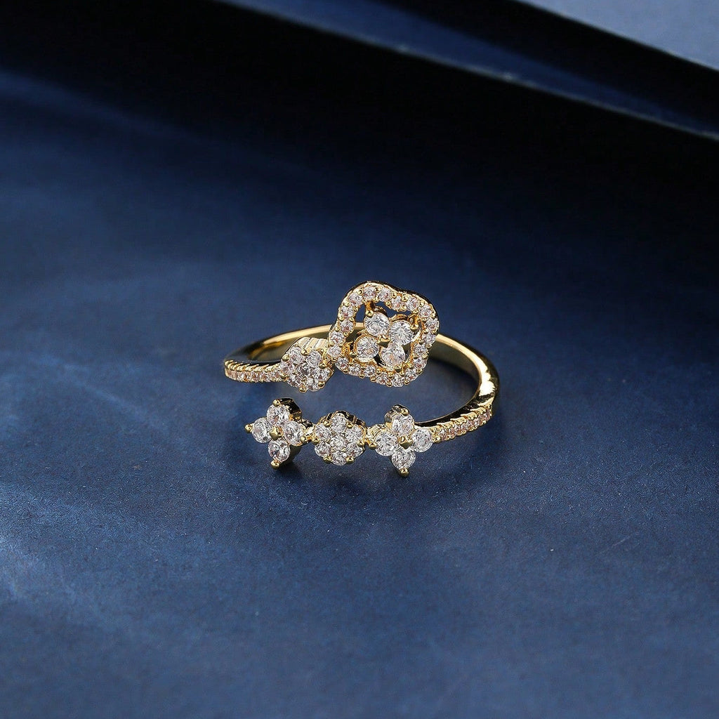 Zirconia Inlaid Flower Mini Wrap Ring