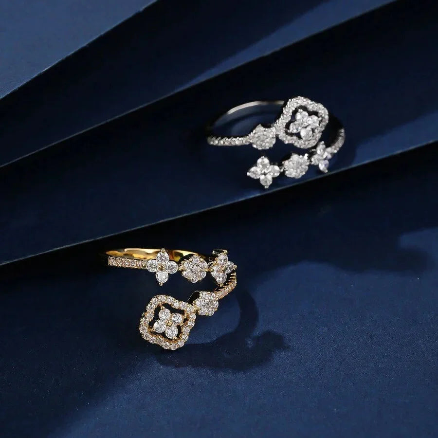 Zirconia Inlaid Flower Mini Wrap Ring