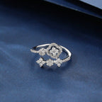 Zirconia Inlaid Flower Mini Wrap Ring