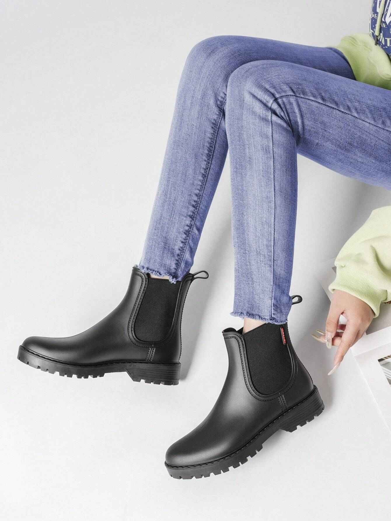 Waterdichte chelsea-regenlaarzen met matte rubberen afwerking