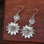 Vintage Bohemian Sunflower Pendant Earrings