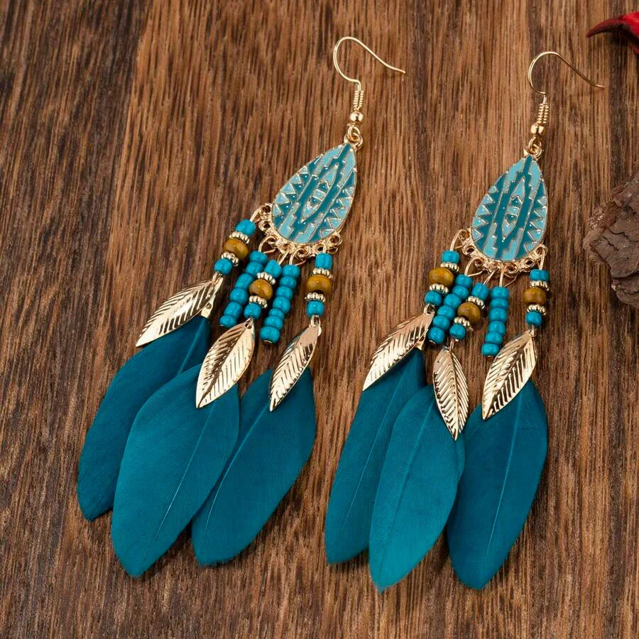 Bohemian Retro Feather Earrings