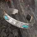 Vintage Western Totem Engraved Turquoise-Look Bracelet