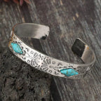 Vintage Western Totem Engraved Turquoise-Look Bracelet