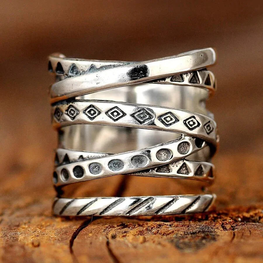 Vintage-Style Bohemian Long Wrap Silver-Plated Ring