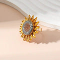 Vintage-Style Cubic Zirconia Sunflower Ring