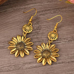 Vintage Bohemian Sunflower Pendant Earrings