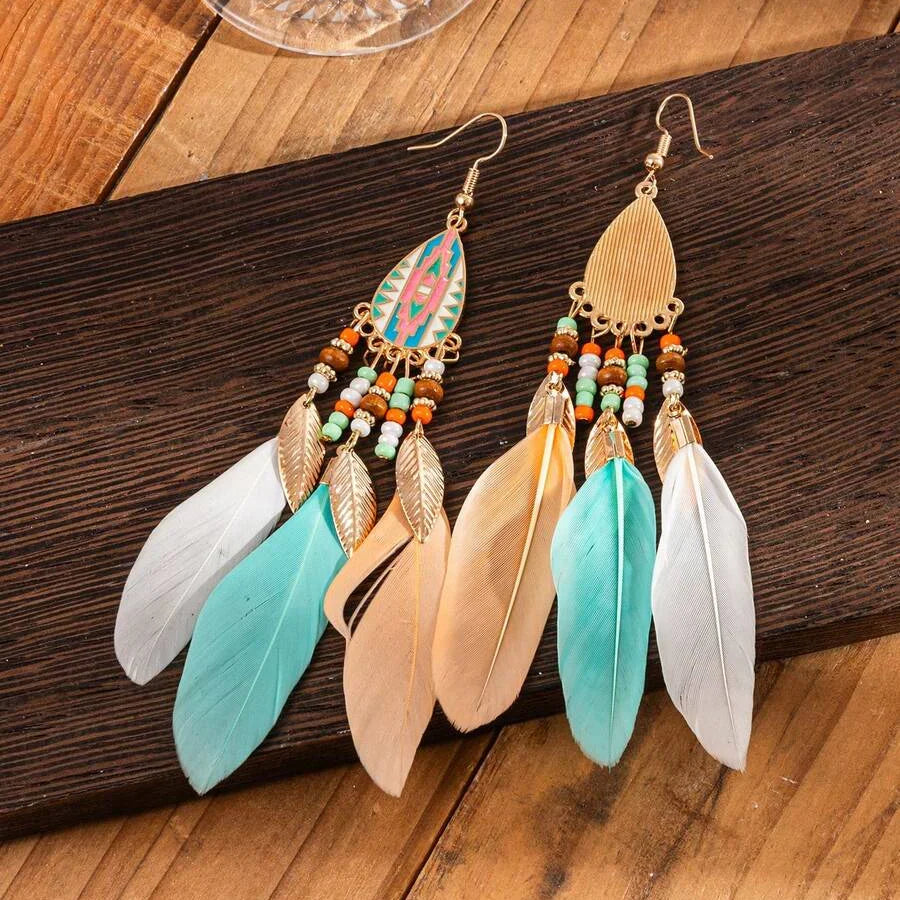 Bohemian Retro Feather Earrings