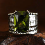 Vintage-Style Bohemian Geometric-Cut Zircon Silver-Plated Ring
