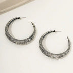 Vintage Bohemian Carved Geometric Hoop Earrings