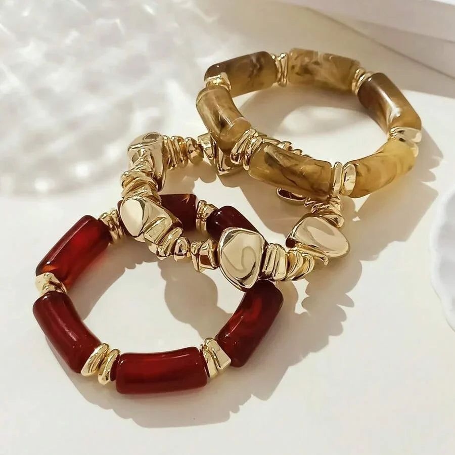 Bohemian Retro Geometric Acrylic Bead Bracelet