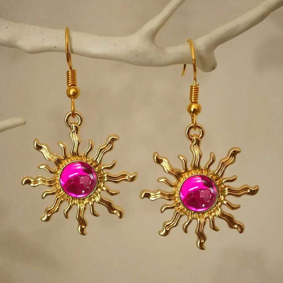 Bohemian Baroque Sunflower Acrylic Gold-Plated Earrings