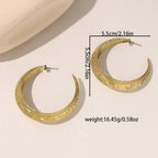 Vintage Bohemian Carved Geometric Hoop Earrings