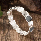 Glossy and Matte Oval Link Stretch Bracelet