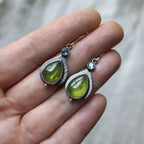 Vintage Bohemian Olive Green Cube Zirconia Earrings