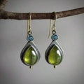 Vintage Bohemian Olive Green Cube Zirconia Earrings
