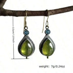 Vintage Bohemian Olive Green Cube Zirconia Earrings