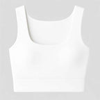 Cropped tanktop met vierkante hals en mouwloze stretchpasvorm