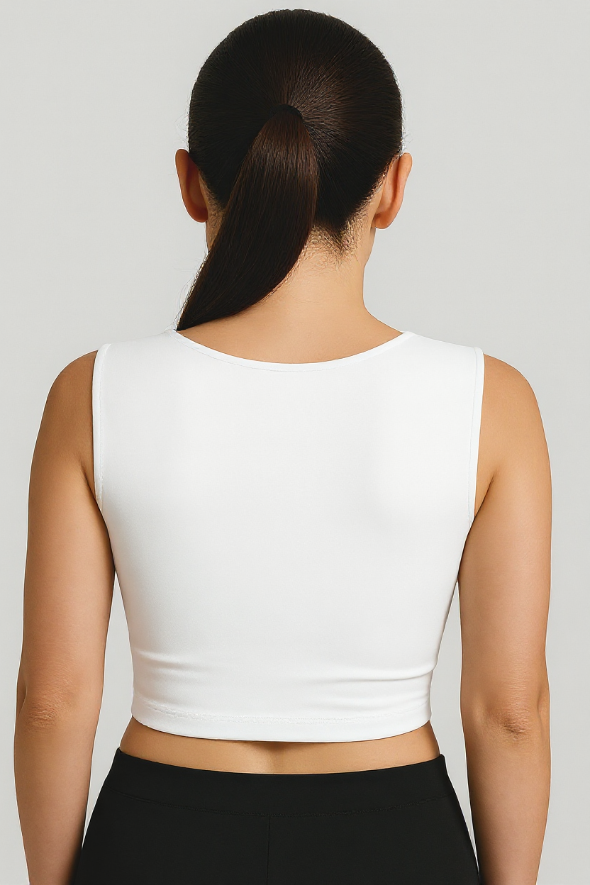 Cropped tanktop met vierkante hals en mouwloze stretchpasvorm