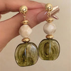 Vintage Asymmetric Tie-Dye Acrylic Long Pendant Earrings