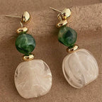 Vintage Asymmetric Tie-Dye Acrylic Long Pendant Earrings