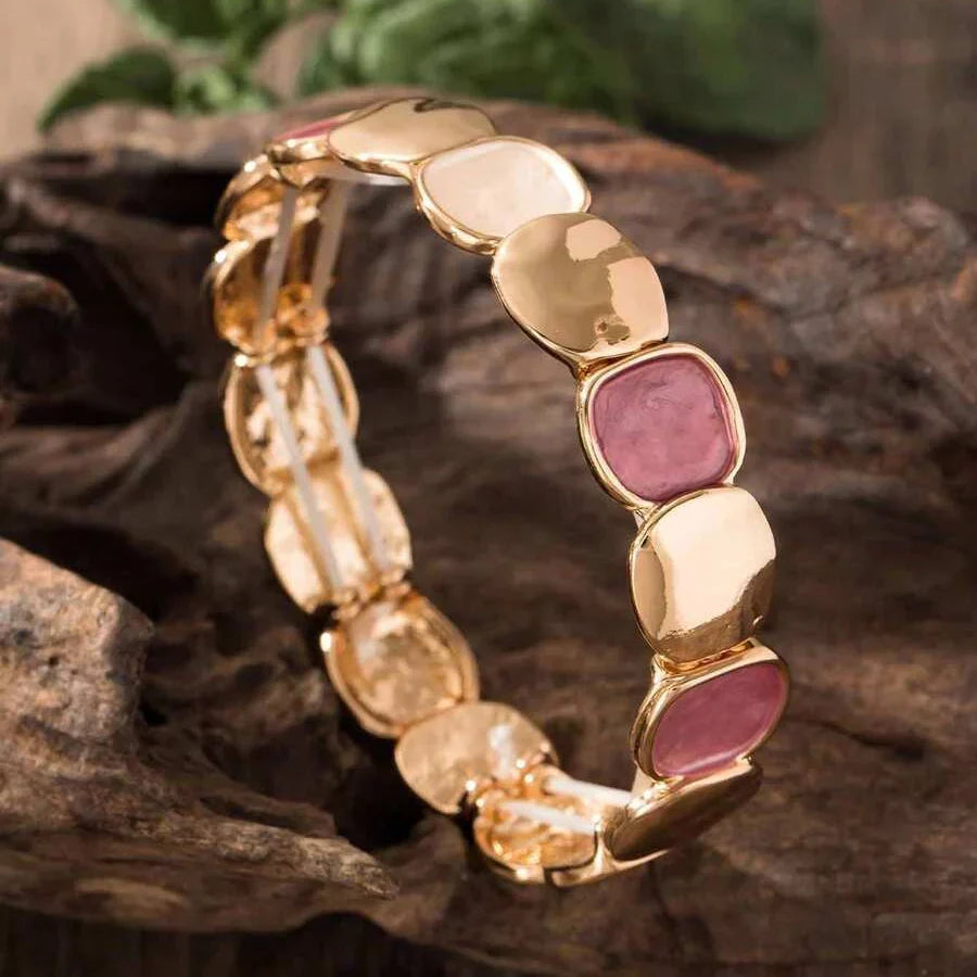 Glossy and Matte Oval Link Stretch Bracelet