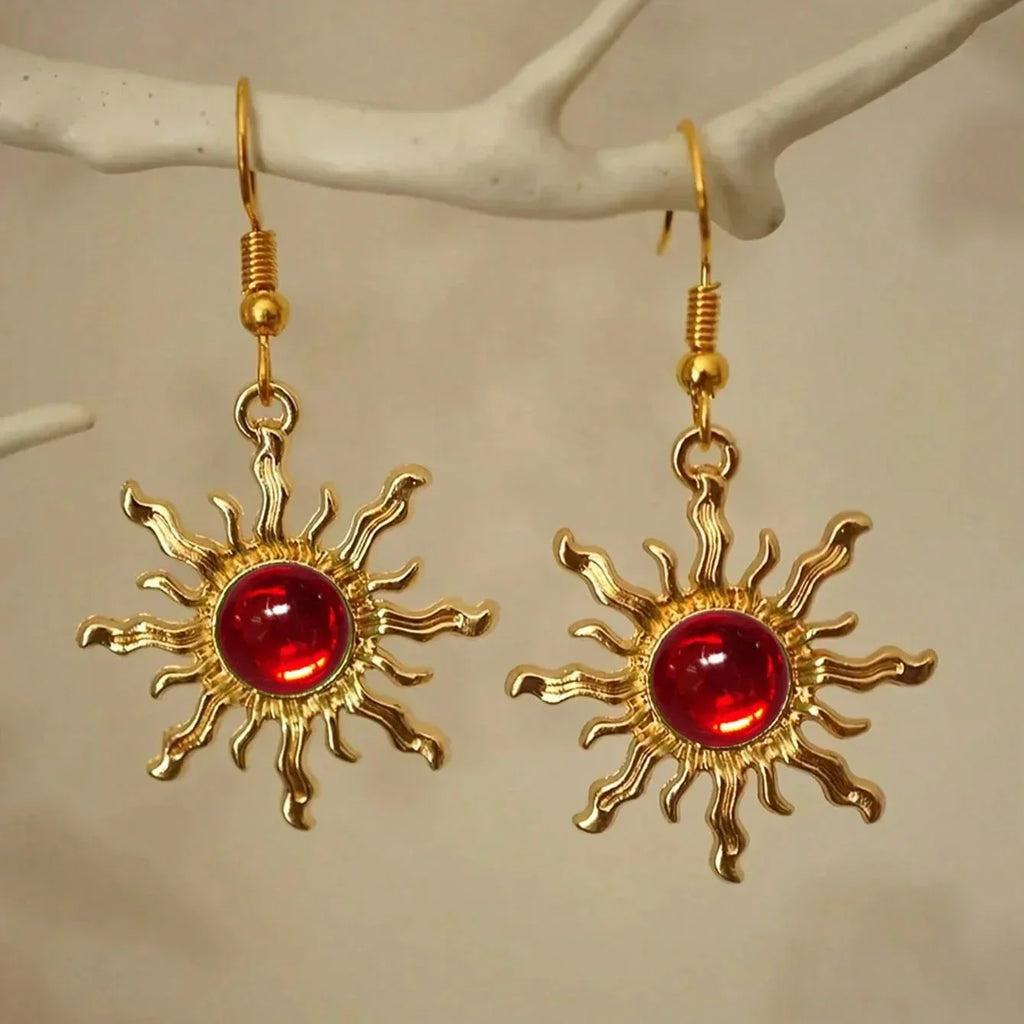 Bohemian Baroque Sunflower Acrylic Gold-Plated Earrings