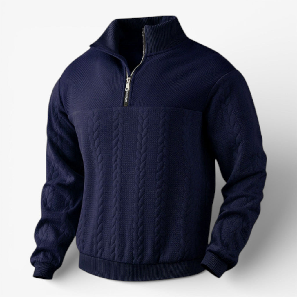 Striped Henley Jumper with Button Placket and Long Sleeves