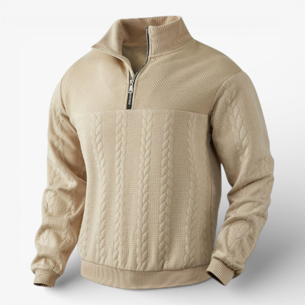 Striped Henley Jumper with Button Placket and Long Sleeves